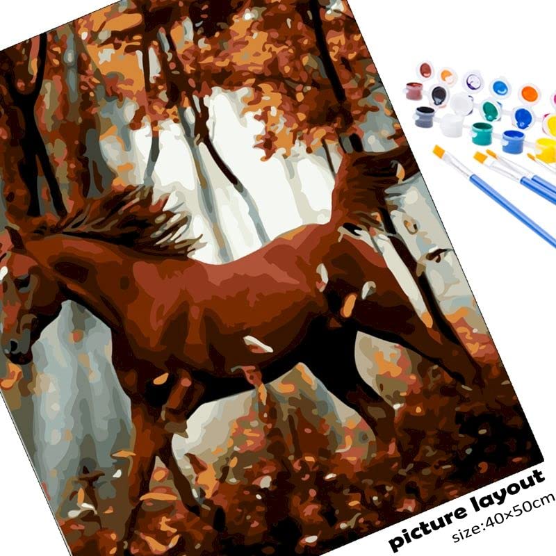 Amazon | Diy フレーム油絵数字で手塗り馬と動物のアクリル絵の具の色